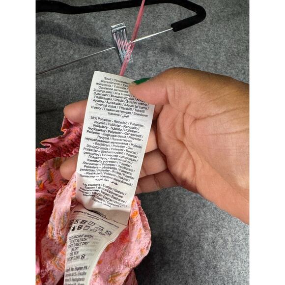 Vero Moda Blouse Women‎ Medium Pink One Shoulder Smocked Vacation Summer - Picture 4 of 8